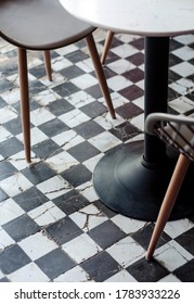 Traditional Design Old Rustic Floor Tiles Detail In Trendy Ibiza Cafe