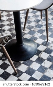 Traditional Design Old Rustic Floor Tiles Detail In Trendy Ibiza Cafe