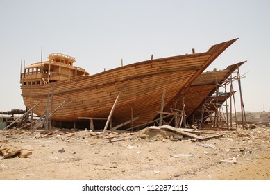 Traditional Dhow boats in a shipyard on Iranian Qeshm Island