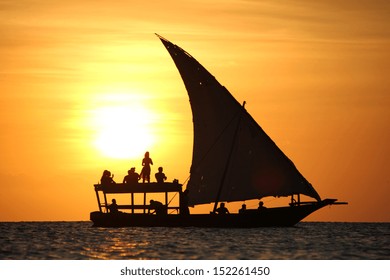 A Traditional Dhow In Zanzibar, Tanzania, Africa.