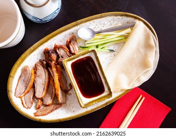 Traditional Dish Of Chinese Cuisine Is Delicious Peking Duck Served With Hoisin Sauce