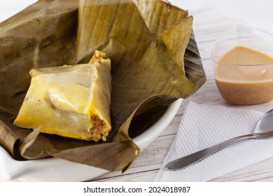 Traditional dish from the city of Popayan in Colombia called tamales de pipian
