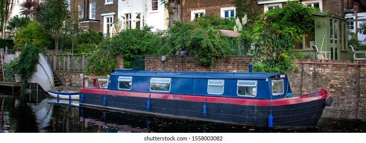 Traditional Docked Canal Boat London