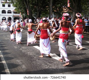 Traditional drummers in Kandy procession Sri Lanka