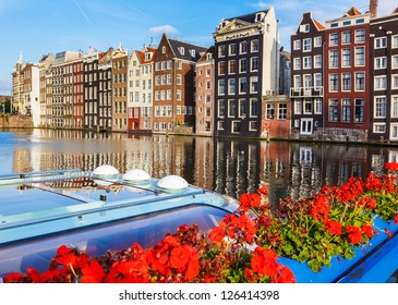 Traditional dutch buildings in Amsterdam
