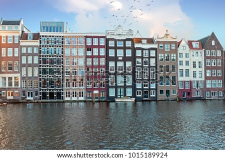 Similar – Image, Stock Photo Beautiful Architecture Of Dutch Houses On Amsterdam Canal In Autumn