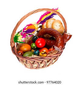 Traditional Easter Basket With Food