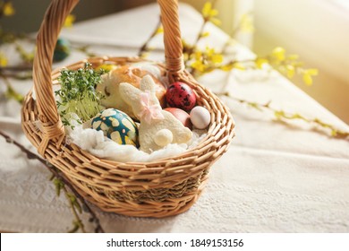 Traditional Easter basket on family table in Poland