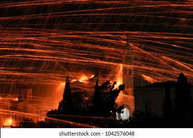 Traditional Easter Rocketwar In Vrondados Chios/Greece