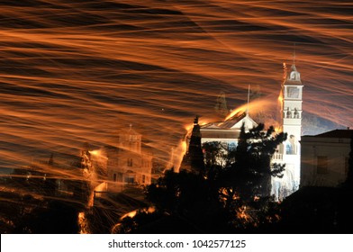 Traditional Easter Rocketwar In Vrondados Chios/Greece