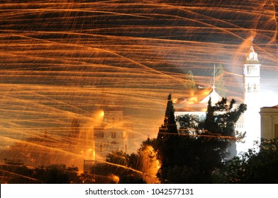 Traditional Easter Rocketwar In Vrondados Chios/Greece