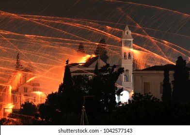 Traditional Easter Rocketwar In Vrondados Chios/Greece