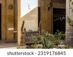 Traditional Egyptian wooden couch, at Souk al Fustat, Old Cairo, Egypt 