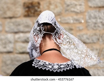 Traditional embroidered breton lace hat