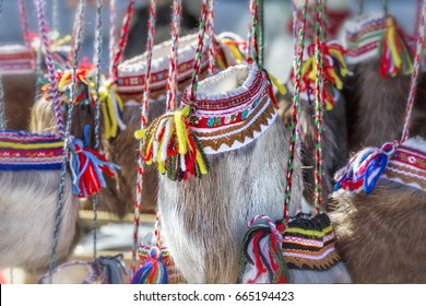 Traditional Ethnographic Sami Bag Made Of Deer Fur. Norway.