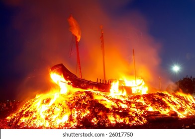 Traditional festival "Burning king of boat" in Taiwan