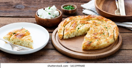 Traditional Feta Cheese Phyllo Pastry Pie.