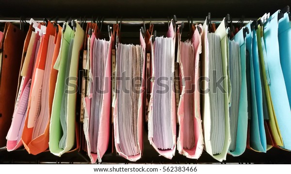 Traditional Filing Cabinets Filled Files Several Stock Photo Edit