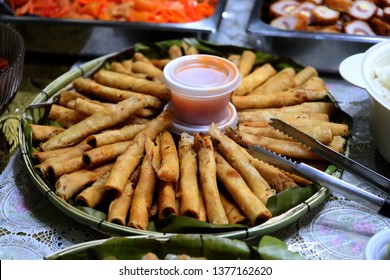 Traditional Filipino Food Prepared During Fiesta - Lumpia