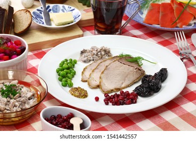 Traditional Finnish Christmas Food, Christmas Ham, Beets Salad, Smoked Salmon, Mushroom Salad, Potato Casserole, Mulled Wine