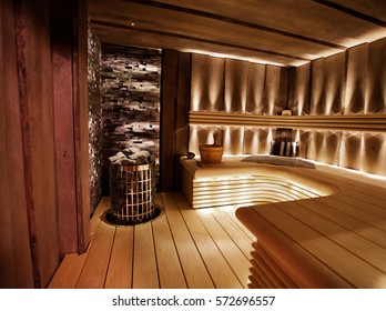 Traditional finnish sauna made from wood