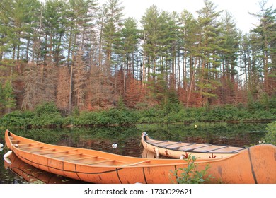 Traditional First Nation Canoe In Canada