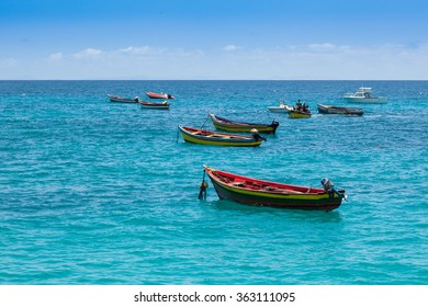 Traditional Fisher Boat In Santa Maria  In Sal Island In Cape Verde - Cabo Verde