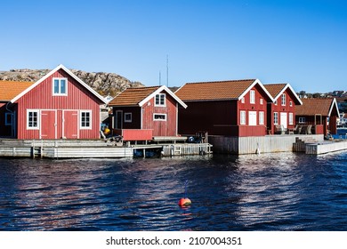 Traditional Fisher Mens Huts In Hunnebostrand, Bohuslän, Sweden