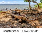 Traditional fishing papyrus boat from reed, on Lake Tana in Bahir Dar, Ethiopia