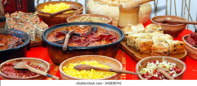  traditional food of macedonia on a table