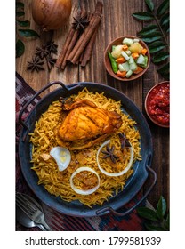 Traditional Food, Nasi Kebuli Serving With Roasted Chicken