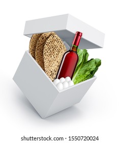 Traditional food for the seder in a box