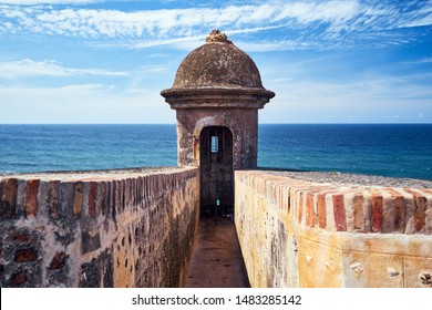 Traditional gentry post on the city walls of Old San Juan, Puerto Rico