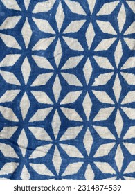 Traditional Geometric design in indigo block printed fabric of india, dabu print of jaipur - Shutterstock ID 2314874539