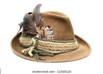 Traditional German Hunting Hat Over White Background