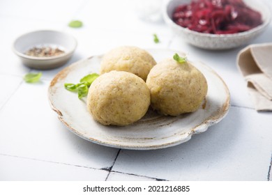Traditional German potato dumplings on a plate