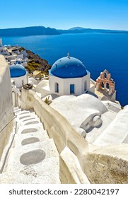 Traditional greek greek church in Oia, Santorini - Shutterstock ID 2280042197