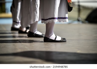 Traditional Greek Costume Detail During A Dance Performance 