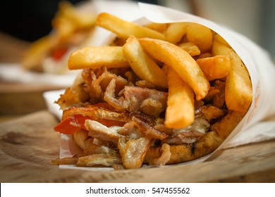 Traditional Greek Fast Food. Gyro In Pita