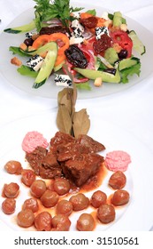 Traditional Greek Rabbit Stifado, Or Stew, At A Taverna In Greece