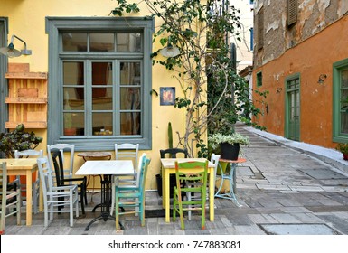 Traditional Greek Taverna In Nafplion, Peloponnese Greece