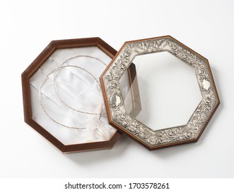  Traditional Greek Wedding Crown Wooden Box With Silver Decoration