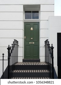 Traditional Green Door To 18th Century London Georgian House 