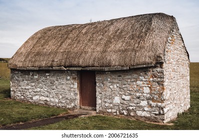 Traditional Highland Croft House With A Thatched Roof