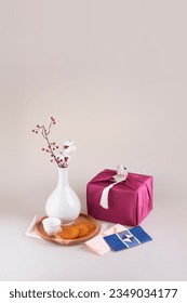 Traditional holiday gift props concept photo
					
