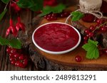 Traditional homemade Cumberland sauce made from fresh red currants