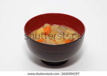 Traditional homemade Pork Miso Soup, its miso aroma inviting appetite