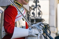 Traditional Household Cavalry Guard In Full Uniform