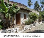 Traditional houses dating back to the founding of the town in the 15th century. Cidade Velha, historic center of Ribeira Grande, listed as UNESCO World Heritage Site. Santiago Island, Cape Verde.