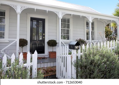 Traditional Houses Front In Ponsonby Auckland, New Zealand.Buy, Sale, Real Estate, Insurance, Mortgage, Home Loans And Housing Market Concept. No People. Copy Space